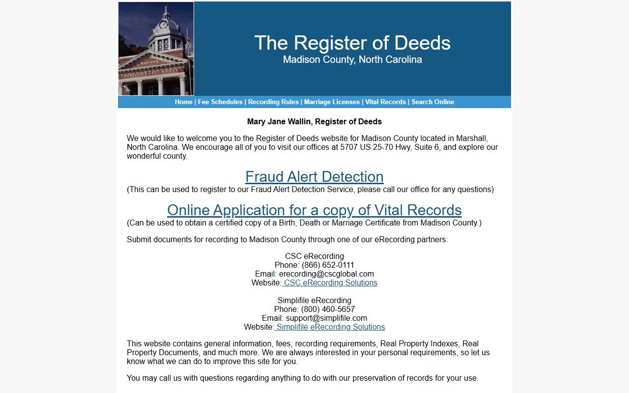 Madison County Register of Deeds separate records office