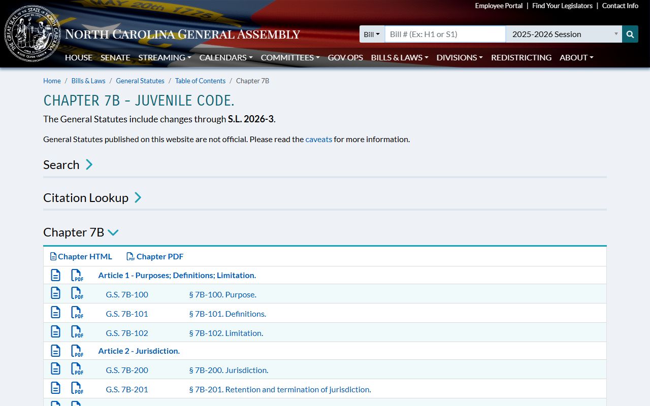 Madison County court records Chapter 7B juvenile code index