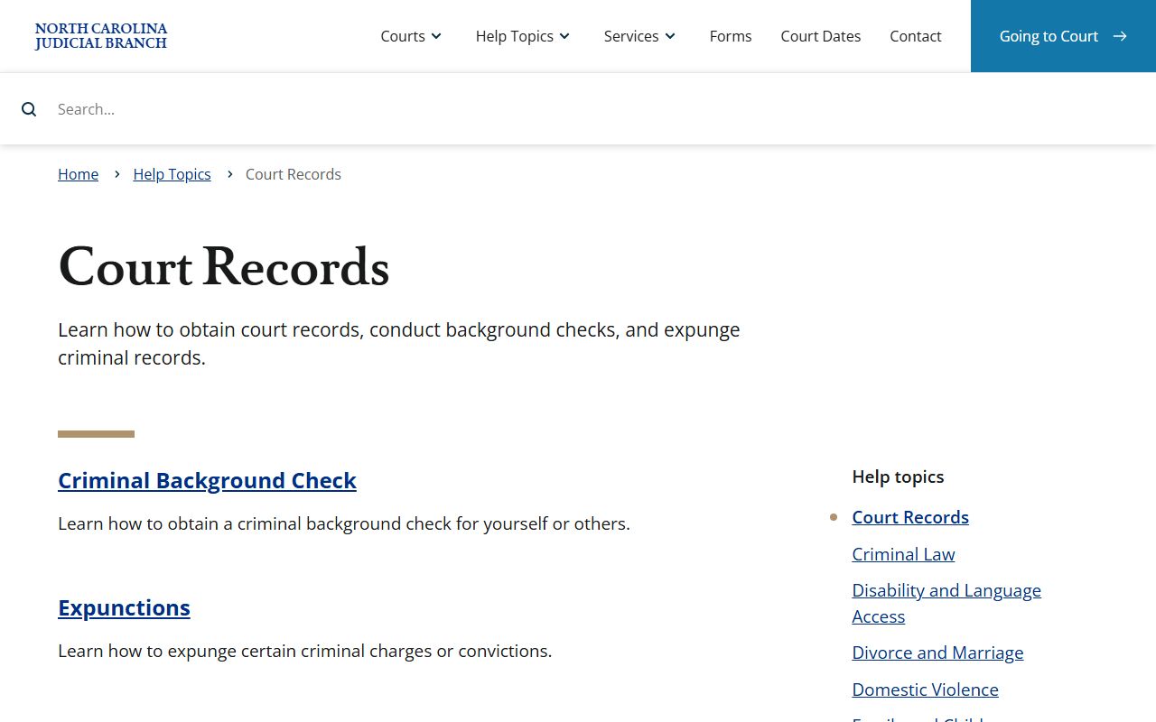 Madison County court records help topic from North Carolina courts