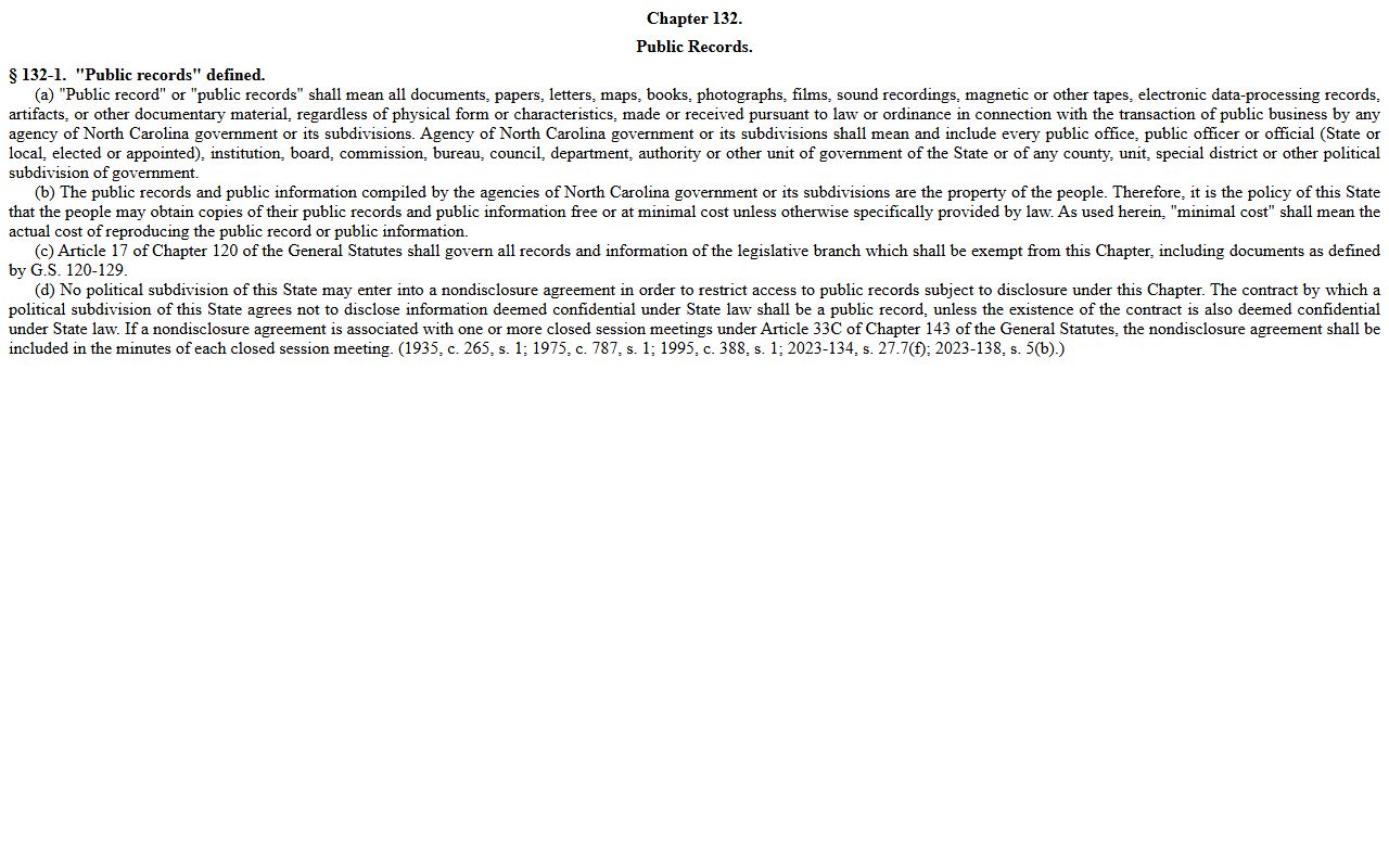 Madison County court records G.S. 132-1 public records definition