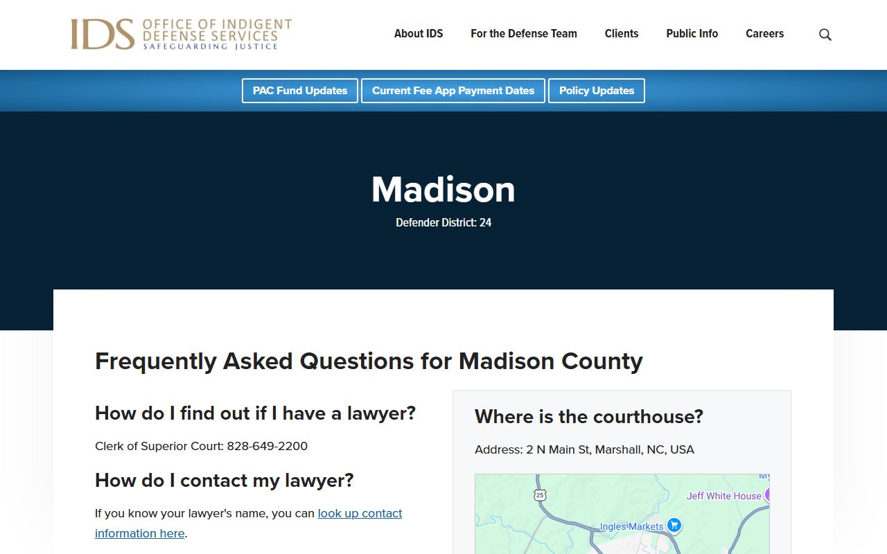 Madison County criminal court records indigent defense information