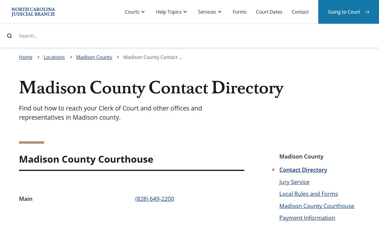 Madison County court records contact directory