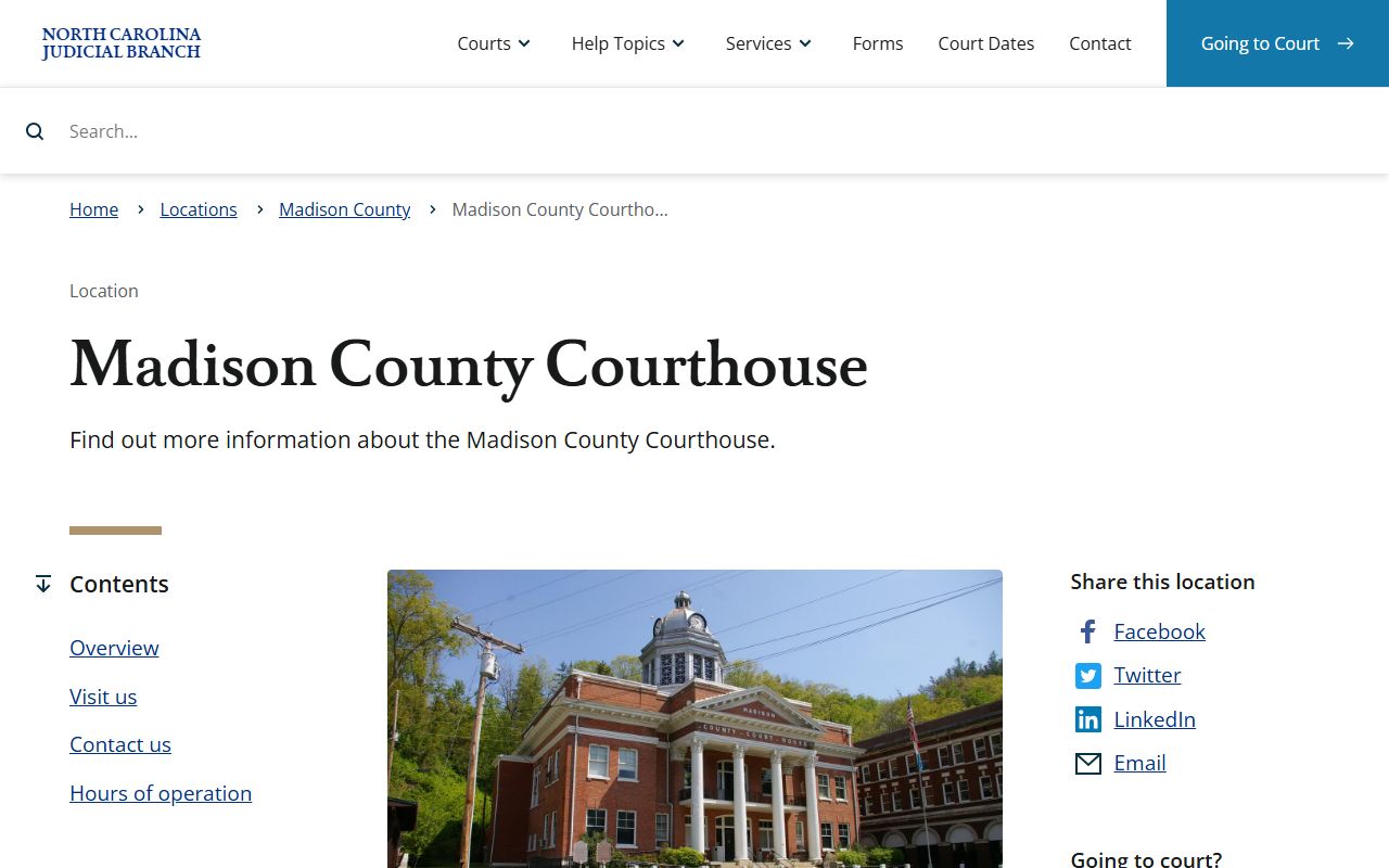 Madison County court records temporary courthouse notice