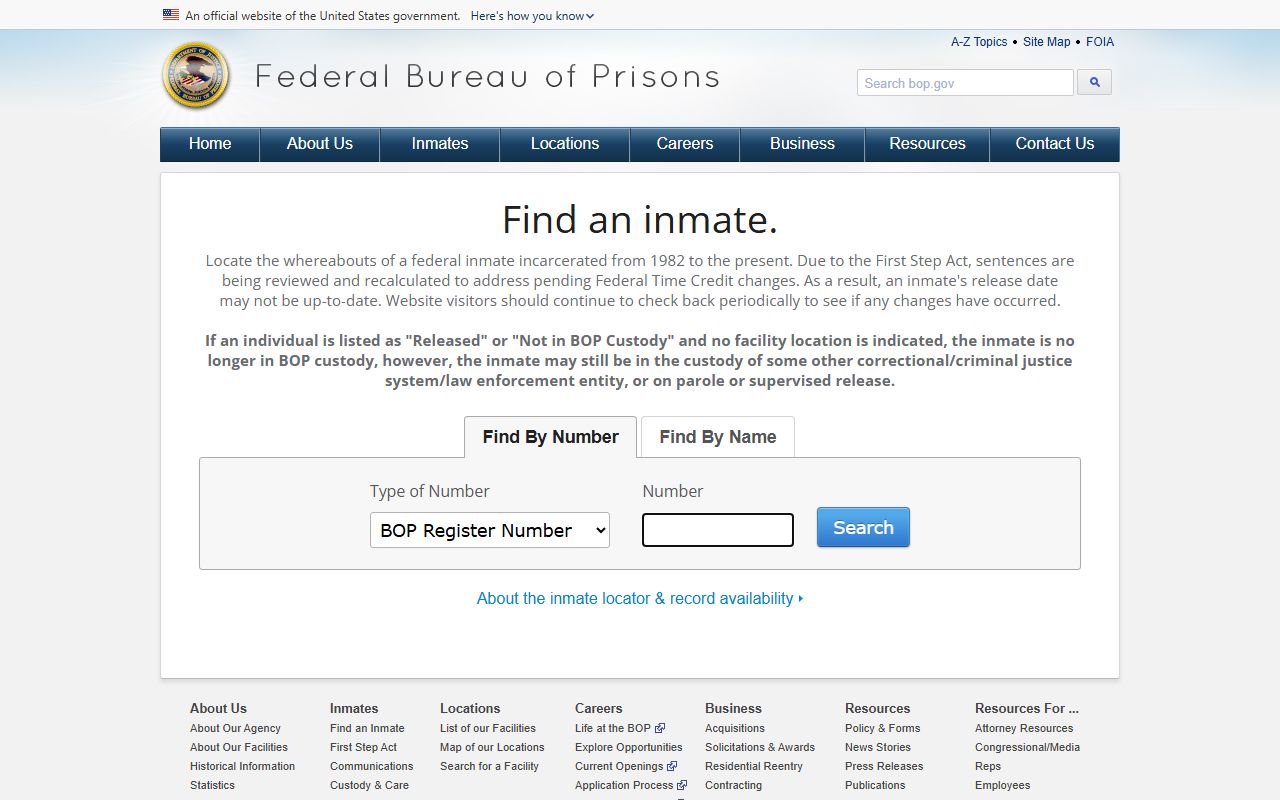 Madison County inmate records federal Bureau of Prisons locator