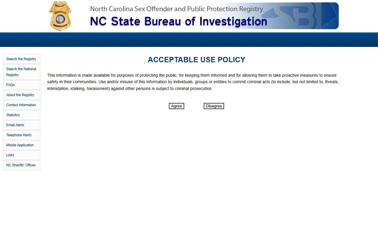 Madison County inmate records NC SBI sex offender registry