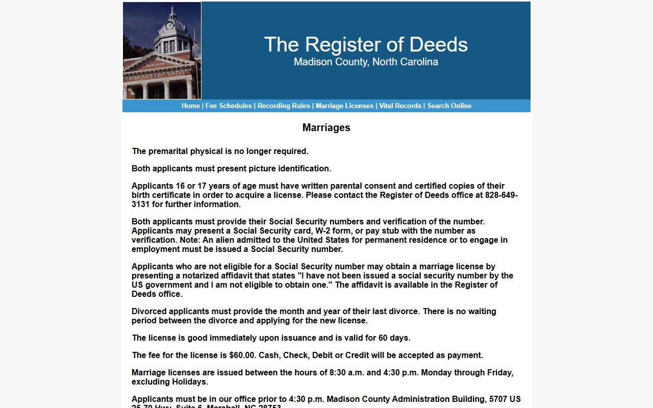 Madison County marriage records license instructions