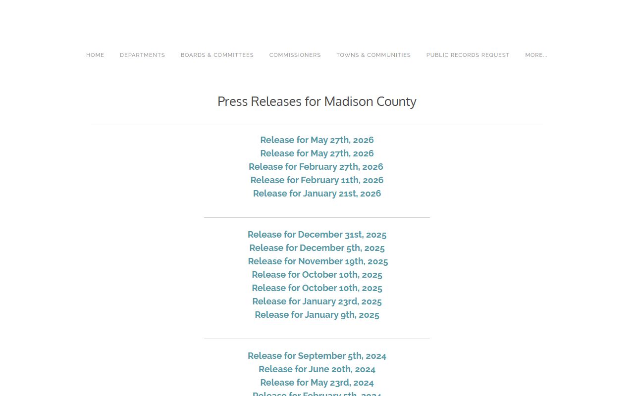 Madison County traffic court records county press release index