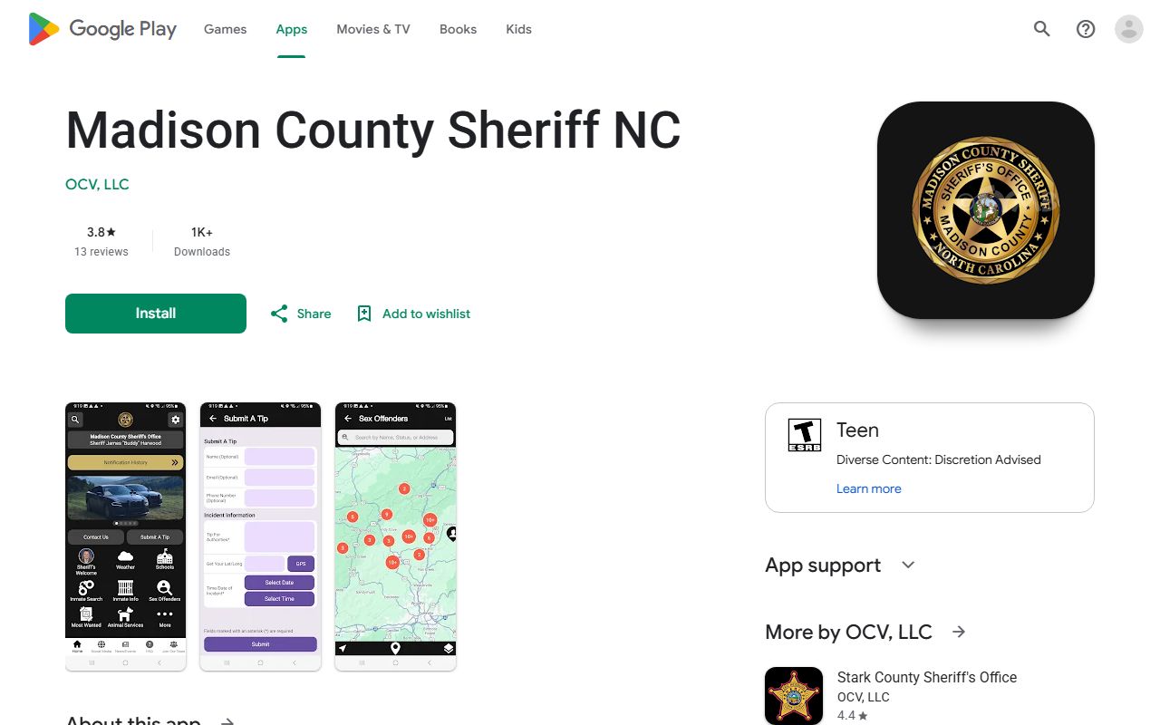 Madison County warrant records sheriff app Google Play listing